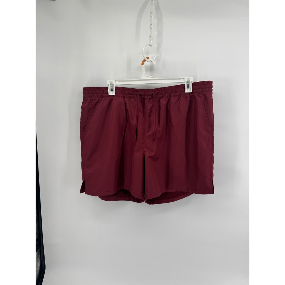 Resort Wear XXL Burgundy Water Repellent Mesh Lined Athletic Shorts 6in Inseam